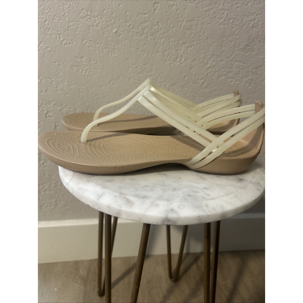 Crocs Isabella T-Strap Sandals In A Tan and Oyster Women's Size 6 - Picture 3 of 6